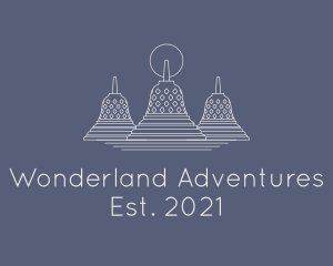 Borobudur Temple Line Art  logo design