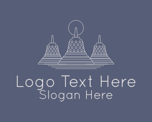 Borobudur Temple Line Art  Logo