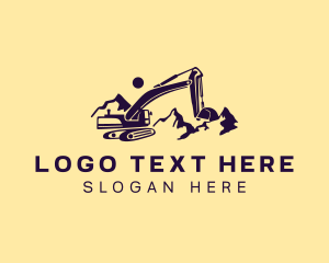 Backhoe - Mountain Excavator Machinery logo design