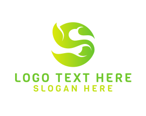 Green Leaf - Green Vine Letter S logo design