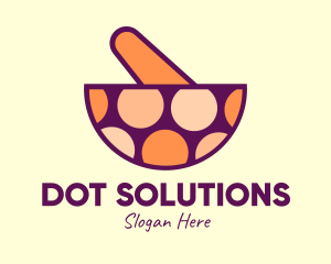 Fancy Dotted Mortar & Pestle logo design