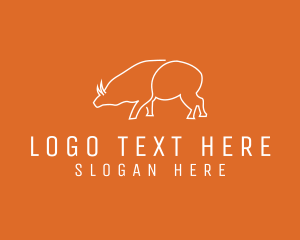 Pig - Minimalist Warthog Line Art logo design