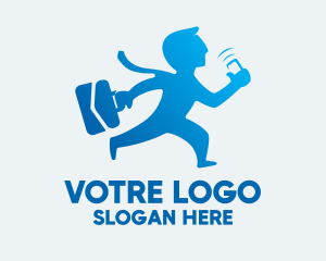 Smartphone - Blue Busy Businessman logo design