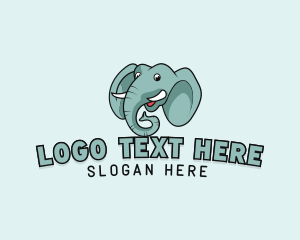 Streamer - Cartoon Elephant Head logo design