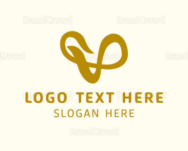 Ribbon Cursive Letter V Logo