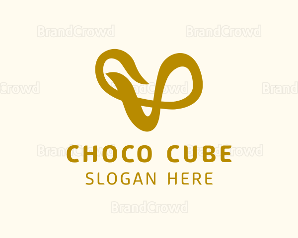 Ribbon Cursive Letter V Logo