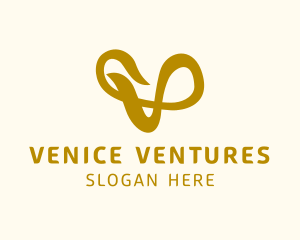 Ribbon Cursive Letter V logo design