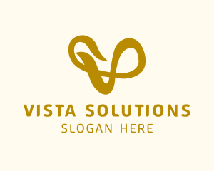 Ribbon Cursive Letter V logo design