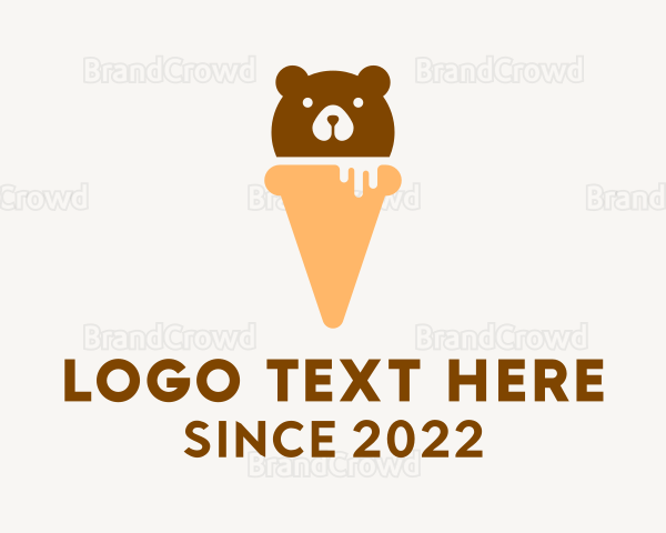Cute Bear Ice Cream Logo