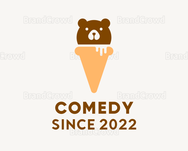 Cute Bear Ice Cream Logo