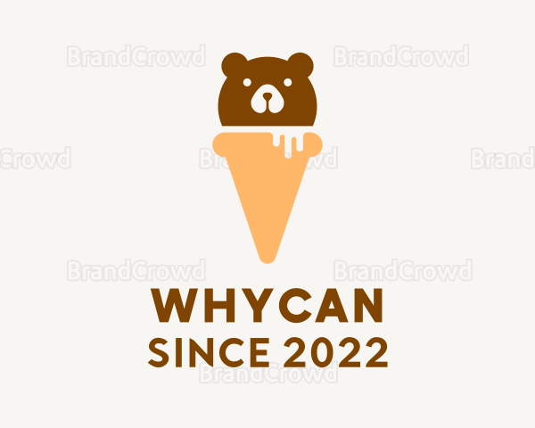 Cute Bear Ice Cream Logo