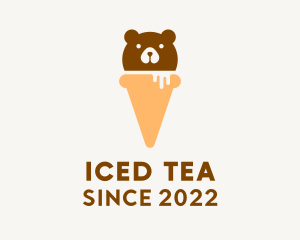 Cute Bear Ice Cream  logo design