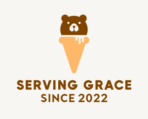 Cute Bear Ice Cream  logo design