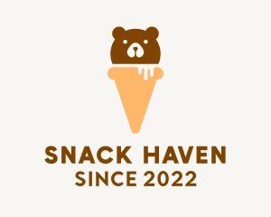 Cute Bear Ice Cream  logo design