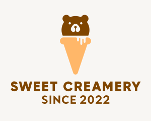 Cute Bear Ice Cream  logo design