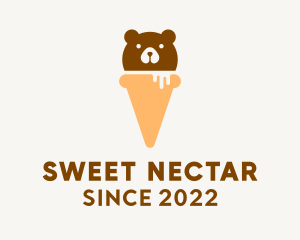 Cute Bear Ice Cream  logo design