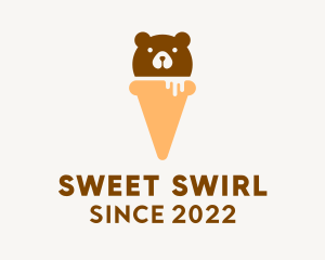 Soft Serve - Cute Bear Ice Cream logo design