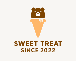 Cute Bear Ice Cream  logo design