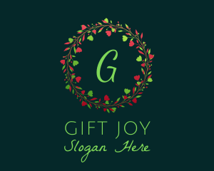 Holiday Christmas Wreath logo design