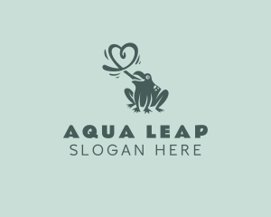 Amphibian - Frog Tongue Heart logo design