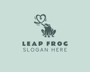Frog - Frog Tongue Heart logo design