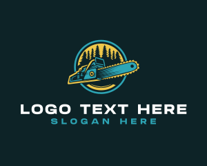 Logging - Pine Forest Chainsaw logo design