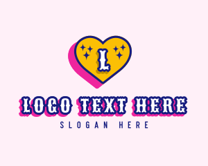 Retro - Heart Love Fashion logo design