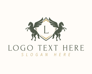 Stable - Pegasus Shield Crest logo design
