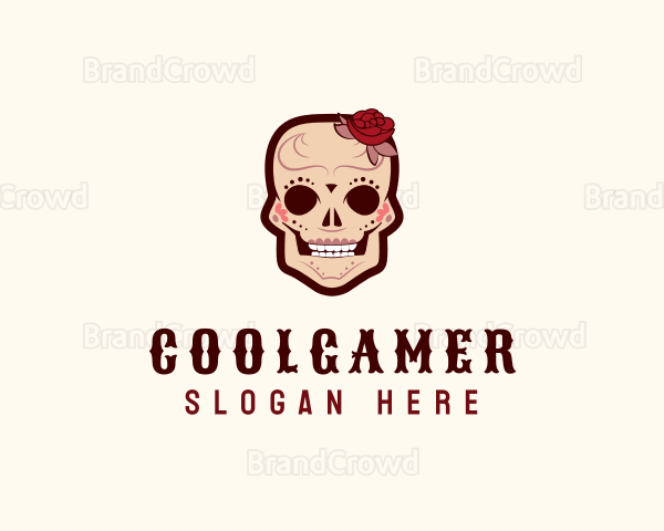 Flower Decoration Skull Logo