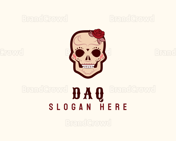 Flower Decoration Skull Logo