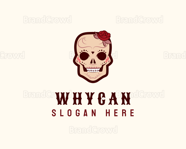 Flower Decoration Skull Logo