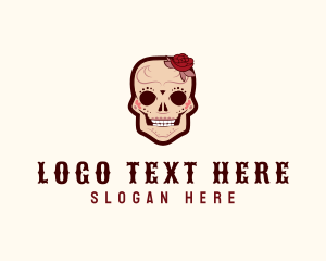 Flower Decoration Skull Logo