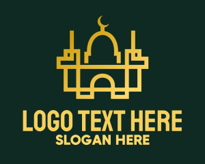 Islamic - Geometric Golden Mosque logo design