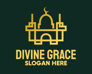 Prayer - Geometric Golden Mosque logo design