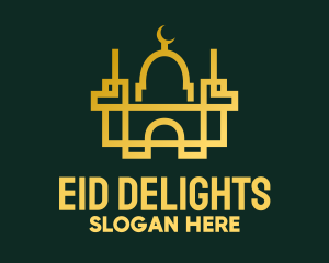 Eid - Geometric Golden Mosque logo design