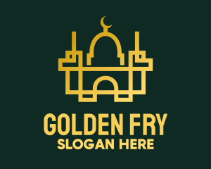 Geometric Golden Mosque logo design