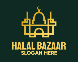 Geometric Golden Mosque logo design