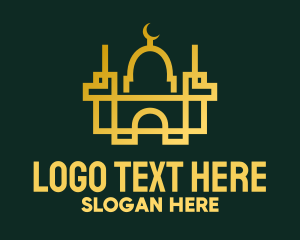 Quran - Geometric Golden Mosque logo design