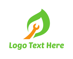 Ecology - Leaf Wrench Mechanic logo design