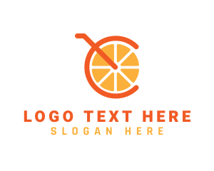 Straw - Orange Juice Letter C logo design