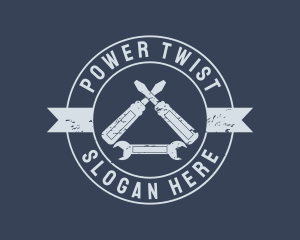 Screwdriver - Screwdriver Wrench Badge logo design