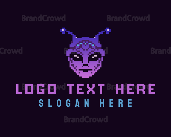 Pixel Retro Alien Logo