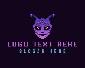 Video Gamer - Pixel Retro Alien logo design