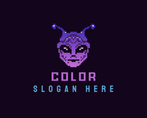 Pixel Retro Alien  Logo