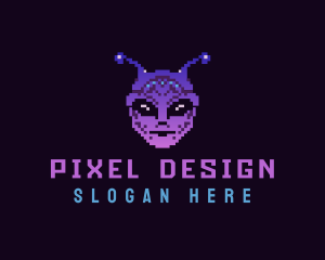 Pixel Retro Alien  logo design