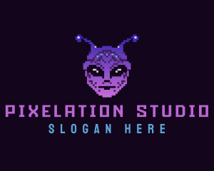 Pixel Retro Alien  logo design