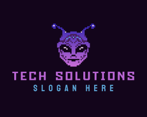 Pop Culture - Pixel Retro Alien logo design