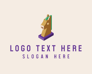 Isometric Horse Head logo design