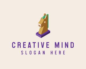 Isometric Horse Head logo design