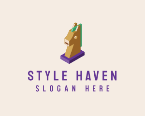 Isometric Horse Head logo design